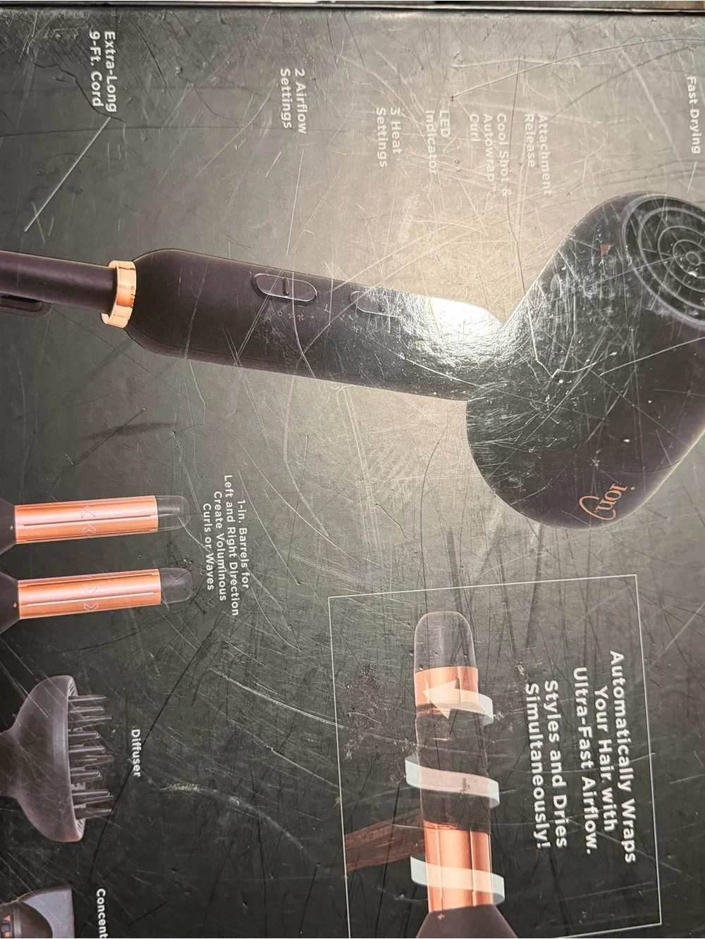 Luxe 4-in-1 Airstyler Hair Dryer & Styler — Black with Rose Gold Accents